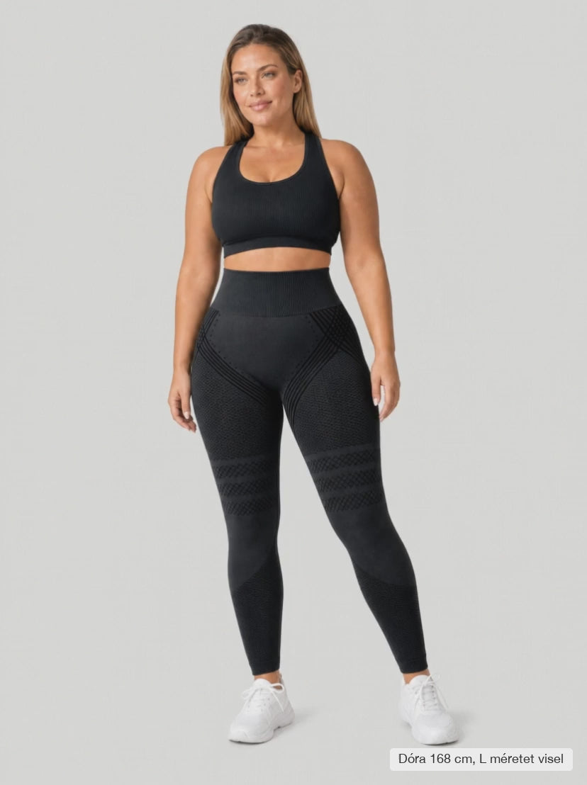 SHAPRESS SCULPT™ alakformáló leggings fekete – Dóra 168 cm, L méretet visel, 360°-os fordulás